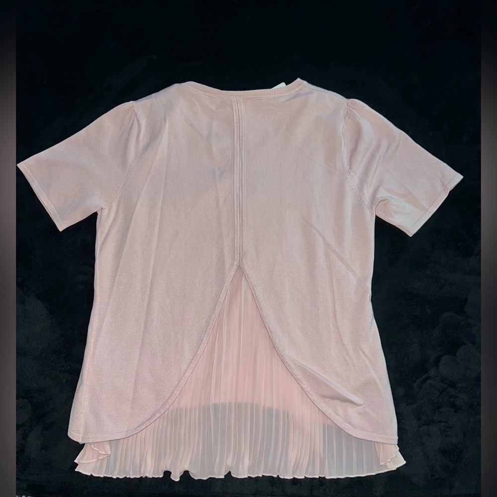 MARBLE Women’s Blouse, Light Pink/Mauve, Pleated, Size Large, NWT - Picture 2 of 14